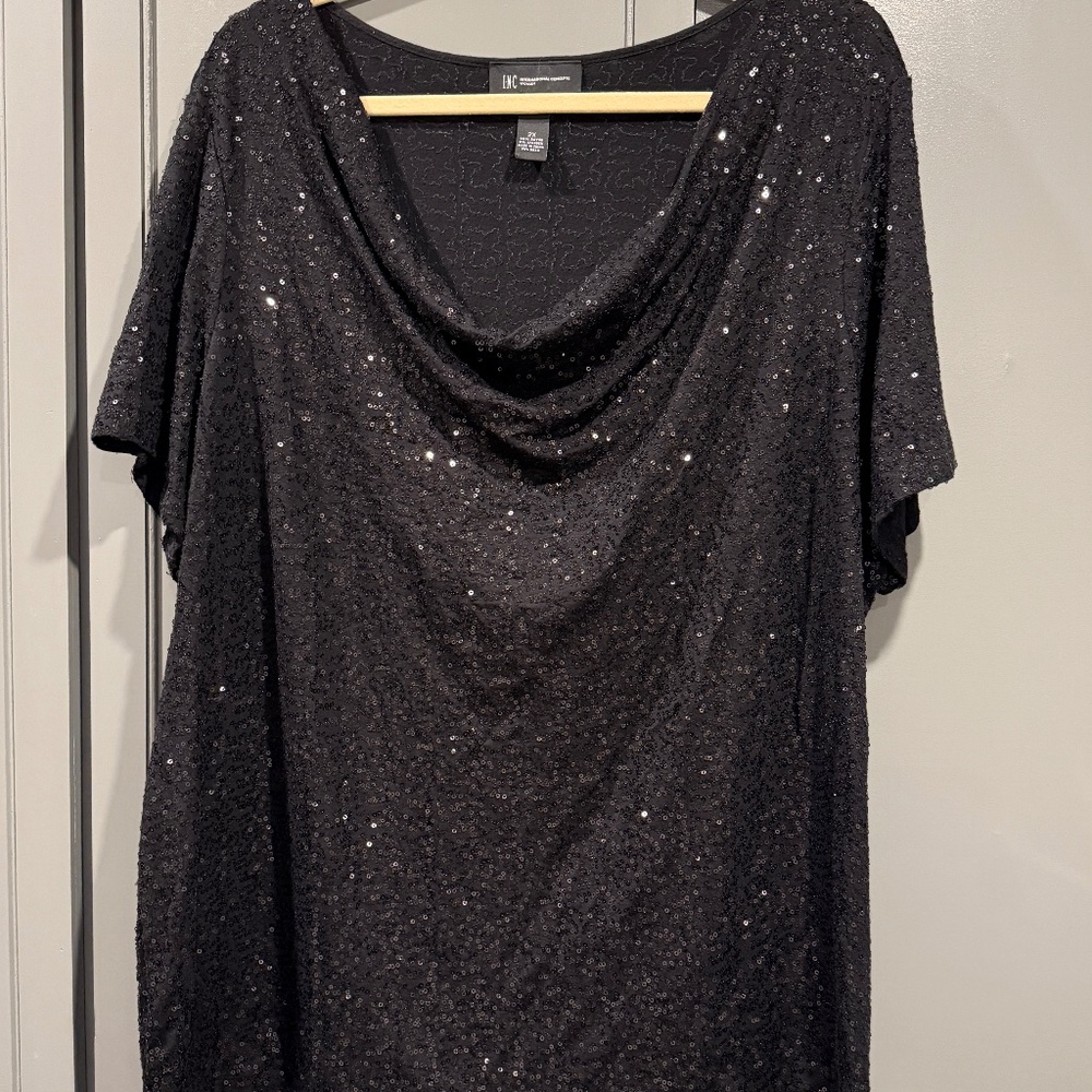 INC Black Sequin top, 2X